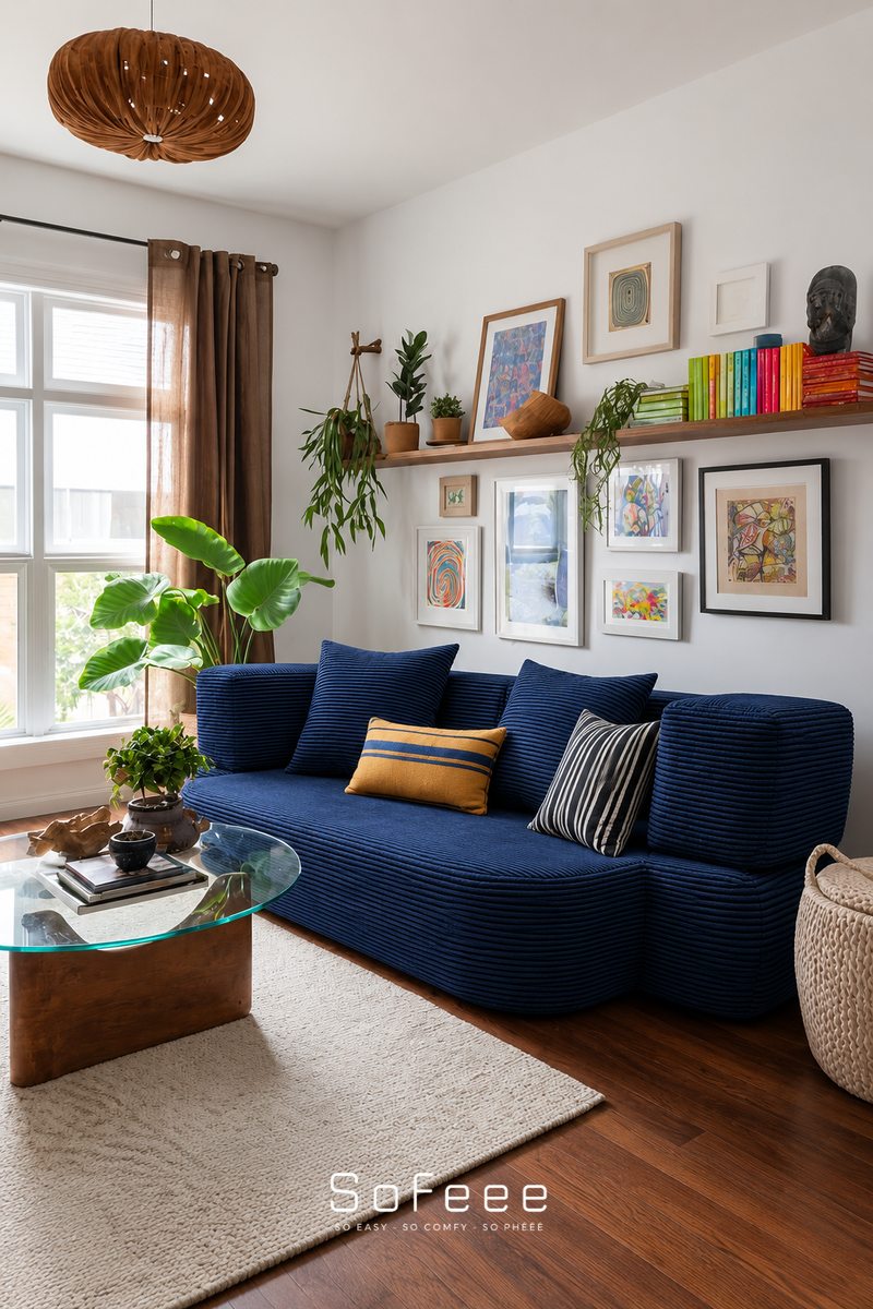 Flippy navy sofa